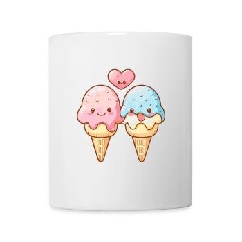 Eis Paar Liebe Herz Comic - Tasse - Weiß - Vorne