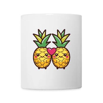 Ananas Paar Liebe Herz Comic - Tasse - Weiß - Vorne