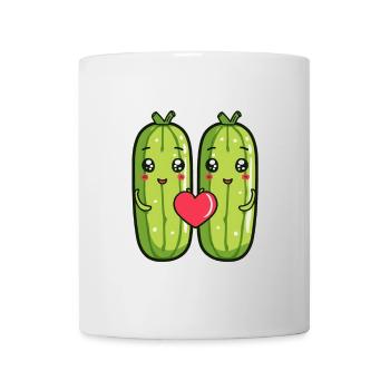Gurke Paar Liebe Herz Comic - Tasse - Weiß - Vorne