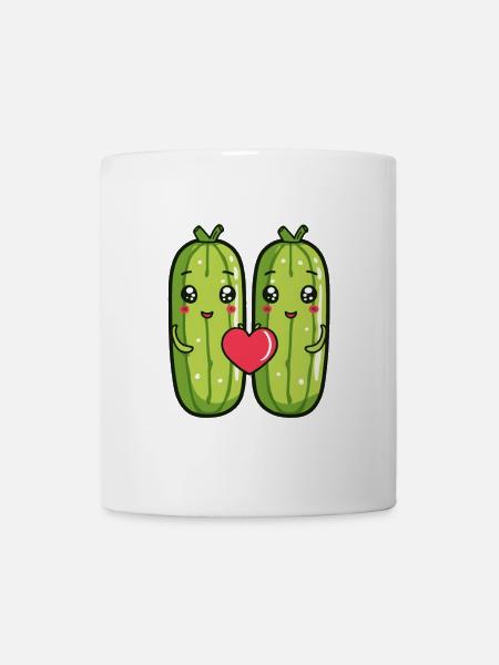 Gurke Paar Liebe Herz Comic - Tasse - Weiß