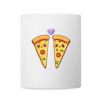 Pizza Paar Liebe Herz Comic - Tasse - Weiß - Vorne