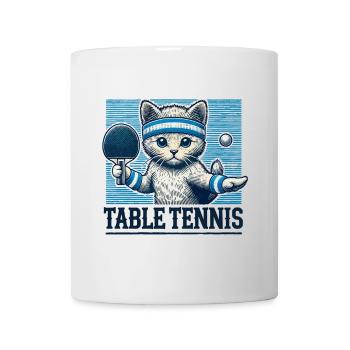 Cute Cat Table Tennis Vintage Look - Mug - white - Front