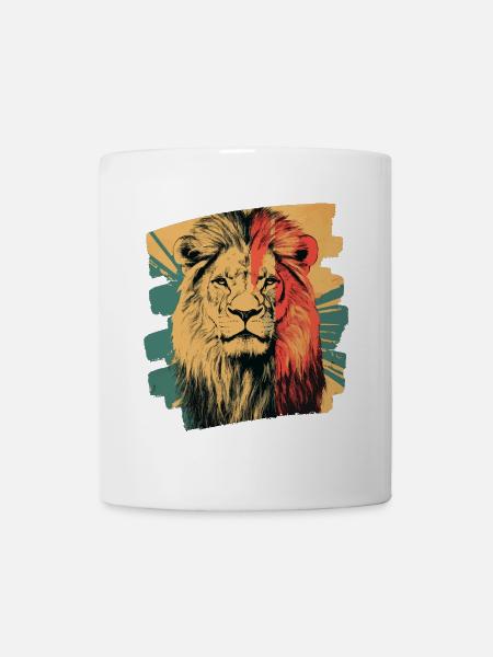 Löwe Retro - Tasse - Weiß