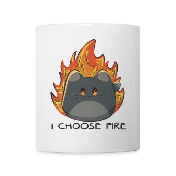 Kawaii Cat with Fire and Flames - Mug - white - Front