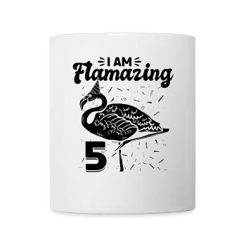 Je suis Flamazing 5 ans - Flamingo Birthday - Mug blanc - blanc - Devant