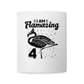 Je suis Flamazing 4 ans - Flamingo Birthday - Mug blanc - blanc - Devant