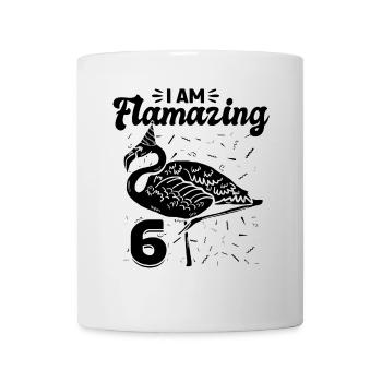 Je suis Flamazing 6 ans - Flamingo Birthday - Mug blanc - blanc - Devant