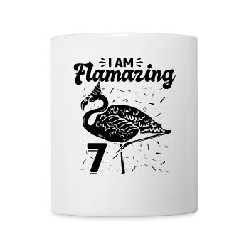 Je suis Flamazing 7 ans - Flamingo Birthday - Mug blanc - blanc - Devant