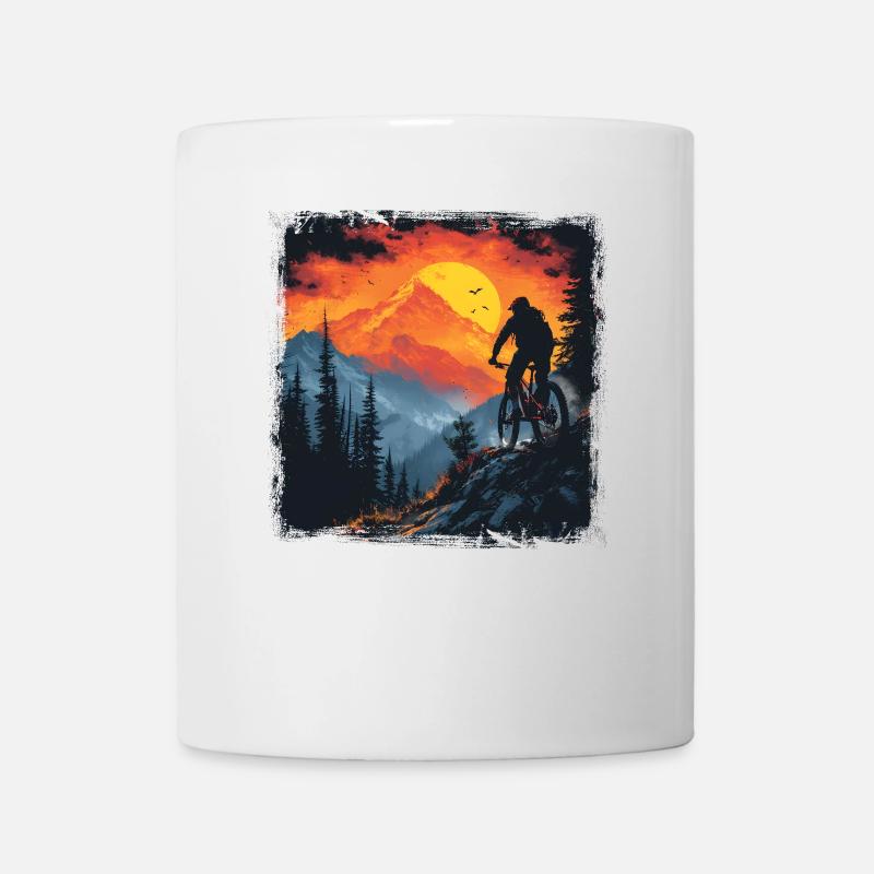 Mountainbiking Zeichnung Retro - Tasse - Weiß