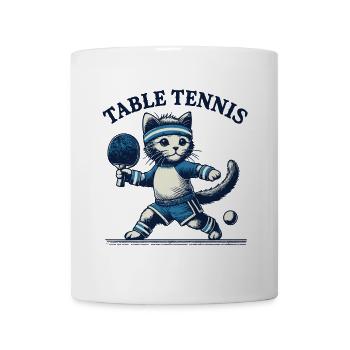 Niedliche Katze Tischtennis Retro Vintage Design - Tasse - Weiß - Vorne