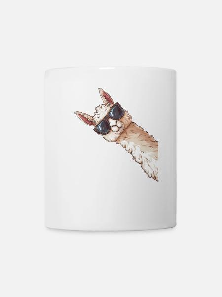 Lustig Lama Alpaka Sonnenbrille - Tasse - Weiß