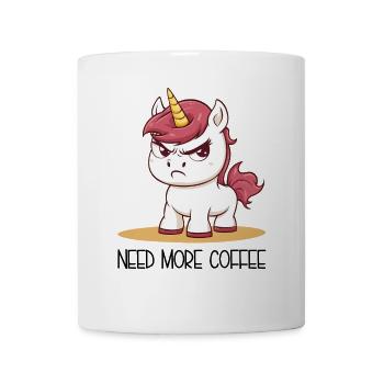 Besoin de plus de café – Dessin animé licorne offensé - Mug blanc - blanc - Devant