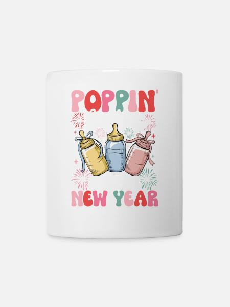 Poppin' Bottles For The New Year, boho floral NICU - Mug - white