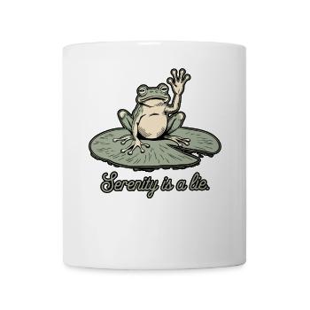 Lustiger Frosch Serenity ist ein Lügenhumor Lily Pad Design - Tasse - Weiß - Vorne