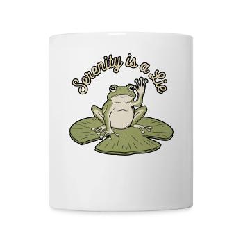 Lustiger Frosch Gelassenheit ist eine Lüge Humor Lily Pad - Tasse - Weiß - Vorne
