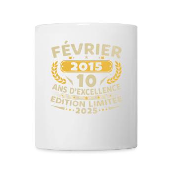 Février 2015 10 Ans Vintage Anniversaire Cadeau - Mug blanc - blanc - Devant
