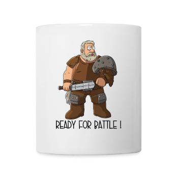 Funny Cartoon Warrior – Ready For Battle - Mug - white - Front