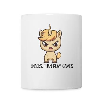 Angry Unicorn – Snacks Than Play Games - Mug - white - Front