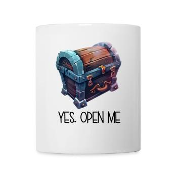 Old Treasure Chest – YES OPEN ME Cartoon - Mug - white - Front