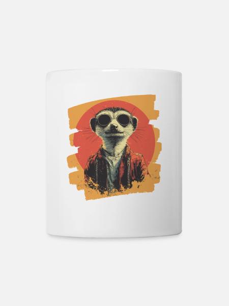 Erdmännchen Retro - Tasse - Weiß