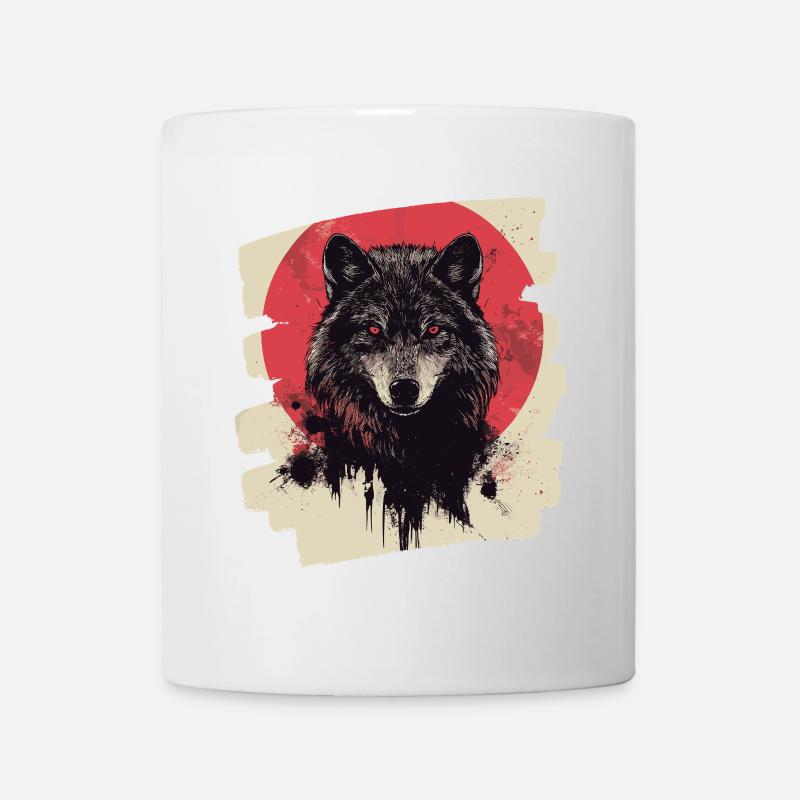 Wolf Retro - Tasse - Weiß