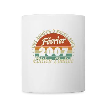 Février 2007 Vintage Anniversaire 2007 Cadeau - Mug blanc - blanc - Devant