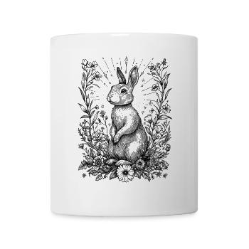 Cottagecore Boho Hase Hasenmotiv Frühling Bohemian - Tasse - Weiß - Vorne