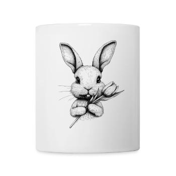 Hase Blume Blumenhase Cottagecore Ostern Frühling - Tasse - Weiß - Vorne
