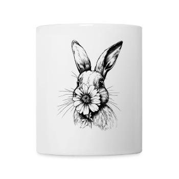 Blumenhase Hase Blume Cottagecore Ostern Frühling - Tasse - Weiß - Vorne