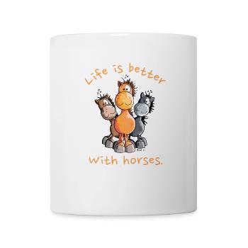 Life IS Better With Horses Pferde Cartoon - Mug - white - Front