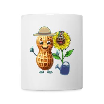 Lustige Erdnuss Gärtner Blumen gießen Kind - Tasse - Weiß - Vorne