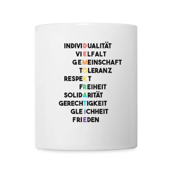 Demokratie LGBTQ - Vielfalt, Toleranz, Frieden - Tasse - Weiß - Vorne