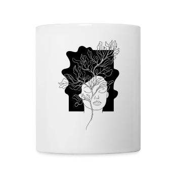 Line Art Blumen Frau Minimalistisch Abstract - Tasse - Weiß - Vorne