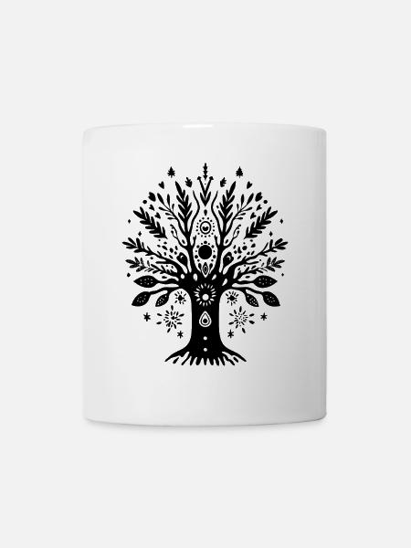 Bohemian Ethno Baum Tribal Natur Boho Geschenk - Tasse - Weiß