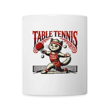 Chat mignon Tennis de table Style vintage Rétro - Mug blanc - blanc - Devant