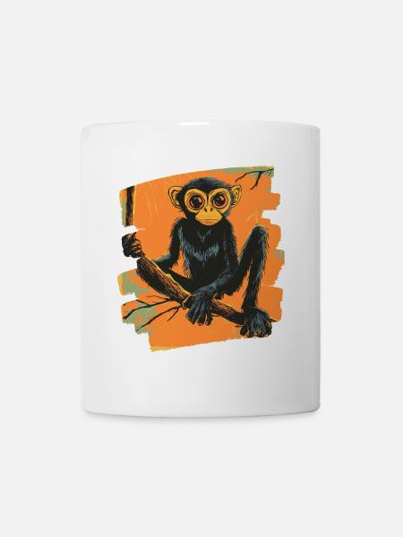 Spinnenaffe Retro - Tasse - Weiß
