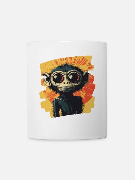 Spinnenaffe Retro - Tasse - Weiß