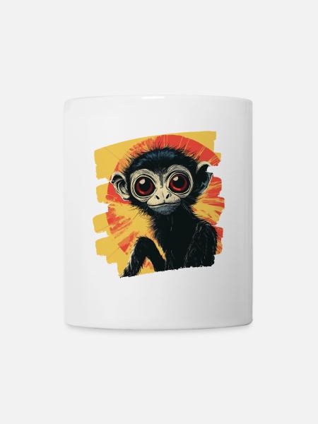 Spinnenaffe Retro - Tasse - Weiß