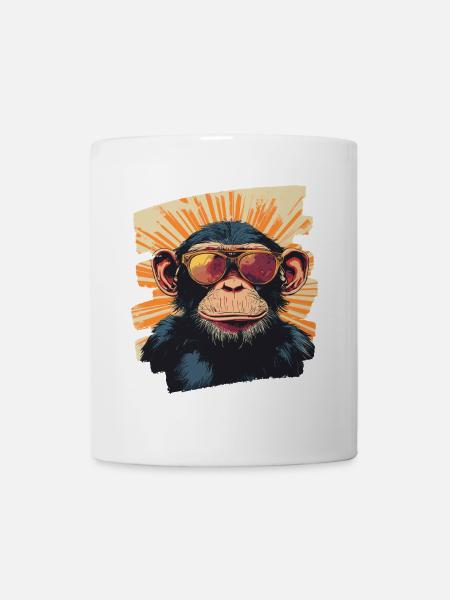 Affe Retro - Tasse - Weiß