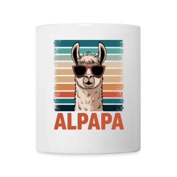 Papa Alpaga Papa Drôle Lama Cadeau de Fête des Pères - Mug blanc - blanc - Devant
