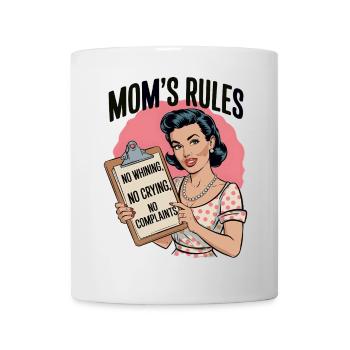 Mom's Rules Shirt | Funny Retro Design - Mug - white - Front