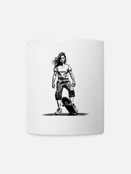 Skater-Girl Shirt – Kurz vor dem Start - Tasse - Weiß