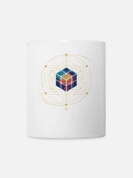 Metatrons Würfel Heilige Geometrie Kosmische Kunst - Tasse - Weiß