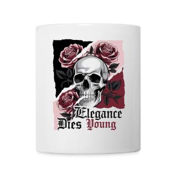 Elegance Dies Young Gothic Skull Rose - Mug - white - Front