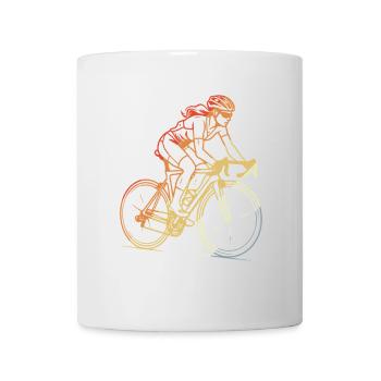 Retro Radfahrerin Line Art - Tasse - Weiß - Vorne