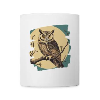 Eule Retro - Tasse - Weiß - Vorne
