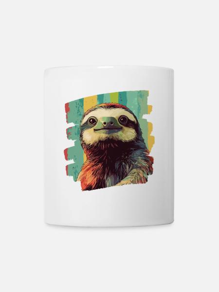 Faultier Retro - Tasse - Weiß
