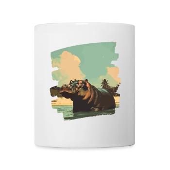 Nilpferd Retro - Tasse - Weiß - Vorne
