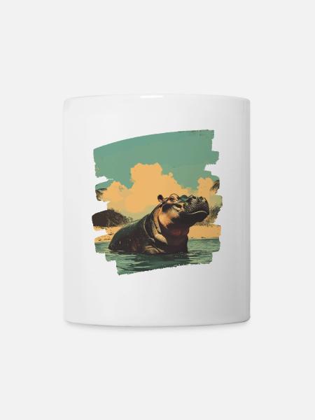 Nilpferd Retro - Tasse - Weiß