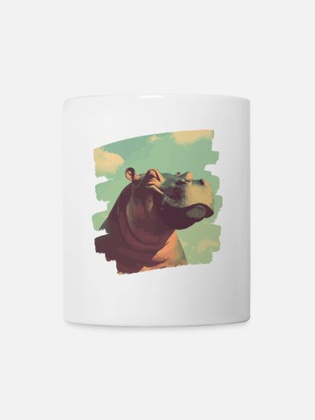 Nilpferd Retro - Tasse - Weiß